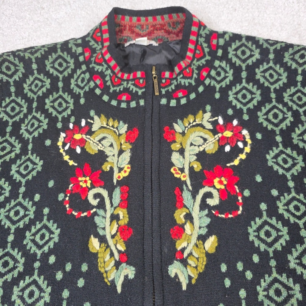 Vintage Carson‎ Embroidered Sweater Womens L Folklore Holiday Fairycore Boho